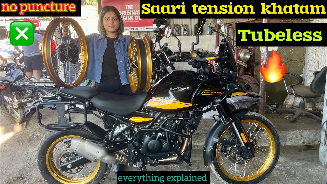 Tubeless Conversion done on Himalayan 😍 Ab Puncture ki koi tension nhi🔥