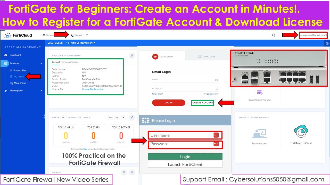 Fortigate XG Firewall : How to create Your Account In Minutes | Support & License #NXGTechTrends  24