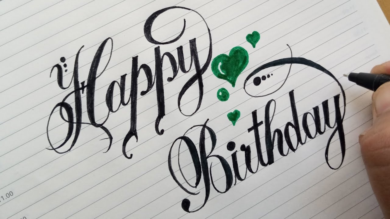 Stylish English Handwriting Happy Birthday Writing