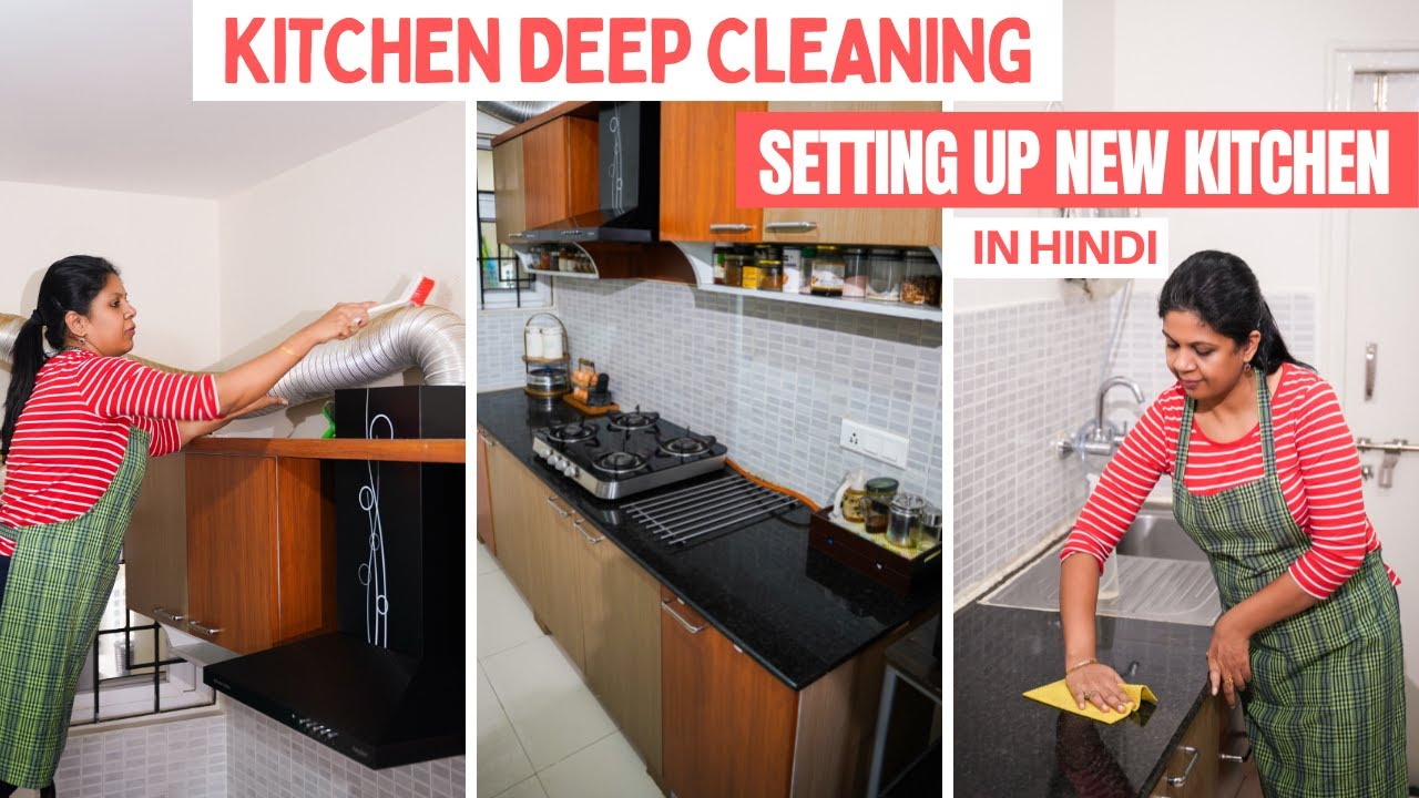 Kitchen Deep Cleaning | Setting up New Rented Home and Kitchen | In Hindi (With English Subtitles)