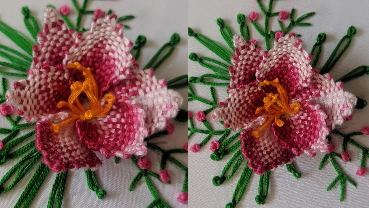 New Hand Embroidery 3d flower design tutorial | Amazing 3d gladiolus hand embroidery | creative idea
