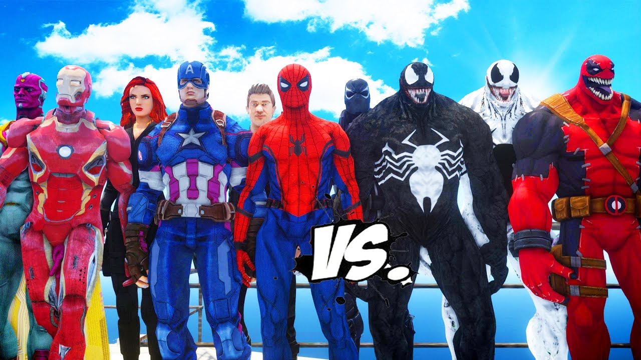 THE AVENGERS VS VENOM TEAM - VENOM, AGENT VENOM, VENOMPOOL, ANTI-VENOM VS THE AVENGERS