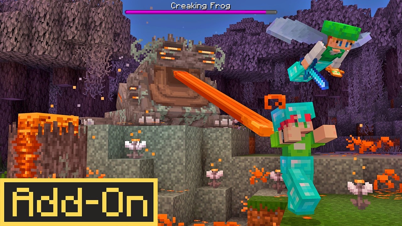 BOSSES+ 1.3 ADDON: Creaking Frog & Mammoth are INSANE in Minecraft Bedrock Survival