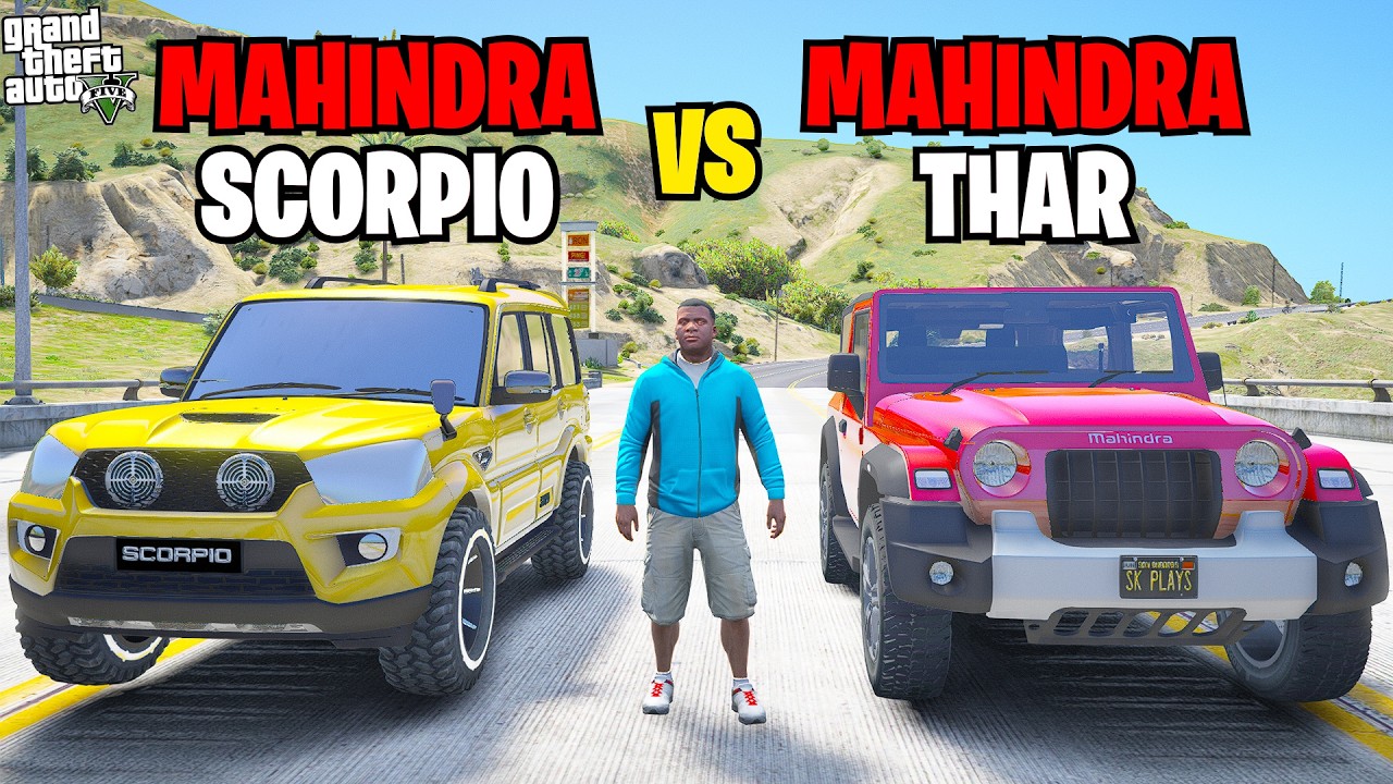 FRANKLIN AND SHINCHAN MAHINDRA THAR VS MAHINDRA SCORPIO IN GTA V | INDIAN CAR CHALLENGE