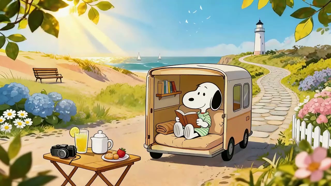 Snoopy’s Peaceful Coastal Camper Life 🏖️🚐 Cozy Lofi Beats for Rest, Unwind & Relax