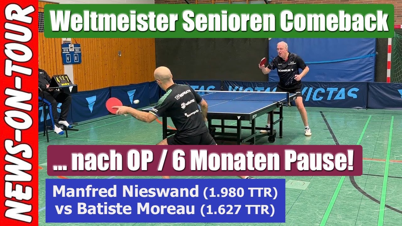 353 Punkte-Differenz 🔥 TT-Weltmeister Manfred Nieswand (69, 1.980 TTR) vs Batiste Moreau (1.627 TTR)