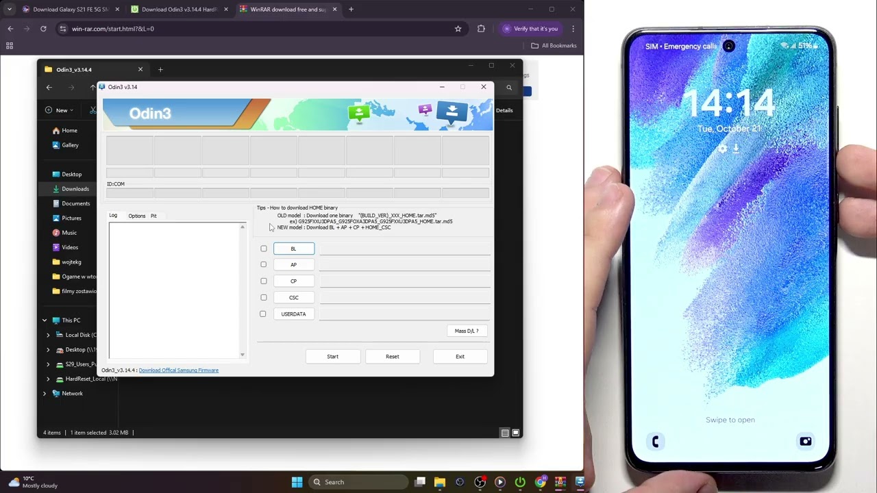 SAMSUNG Galaxy S21 FE 5G &mdash; обновление вручную через Odin без потери данных