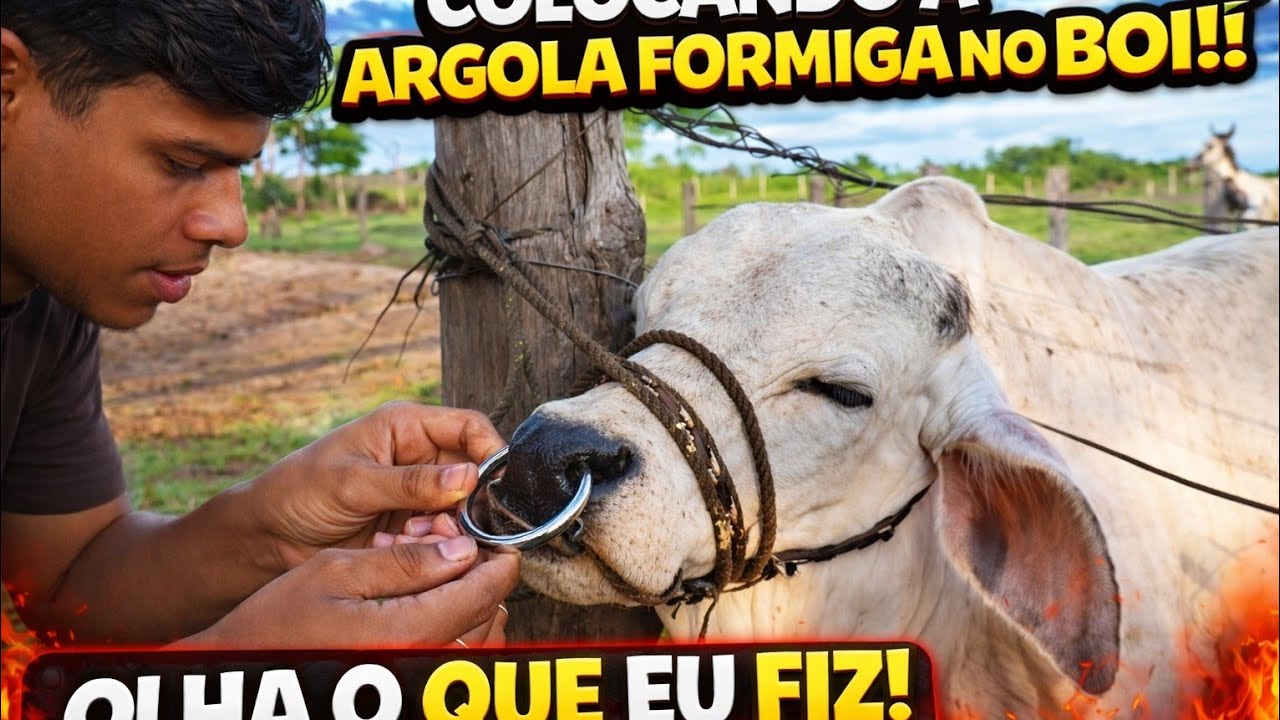 Como colocar argola formiga no boi /garote/bezerro. coloquei no Hollywood.