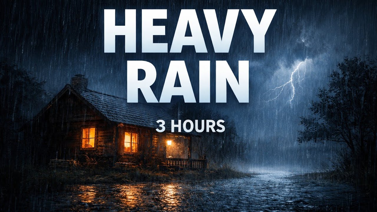 Heavy Rain at Night 🌙 Relaxing Water Sounds for Deep Sleep (3 Hours)