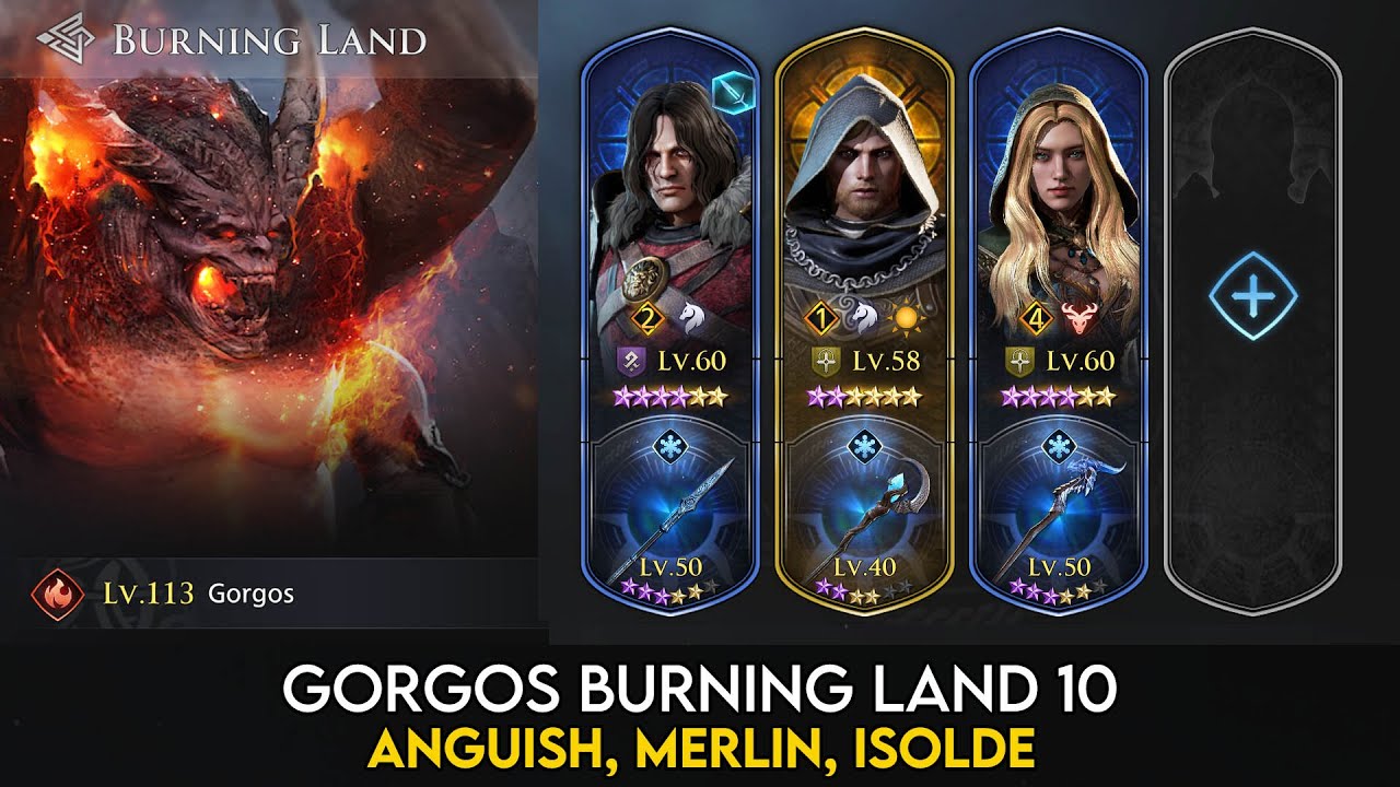 Gorgos 10 vs Anguish, Merlin, Isolde | King Arthur Legends Rise