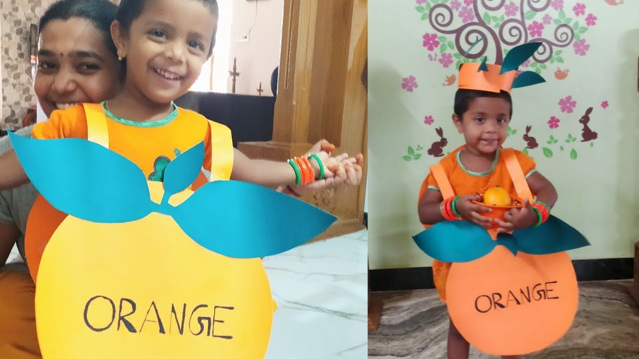 Orange Fruit Dress making | How to make orange dress for competition||Creative Easy Homemade Costume
