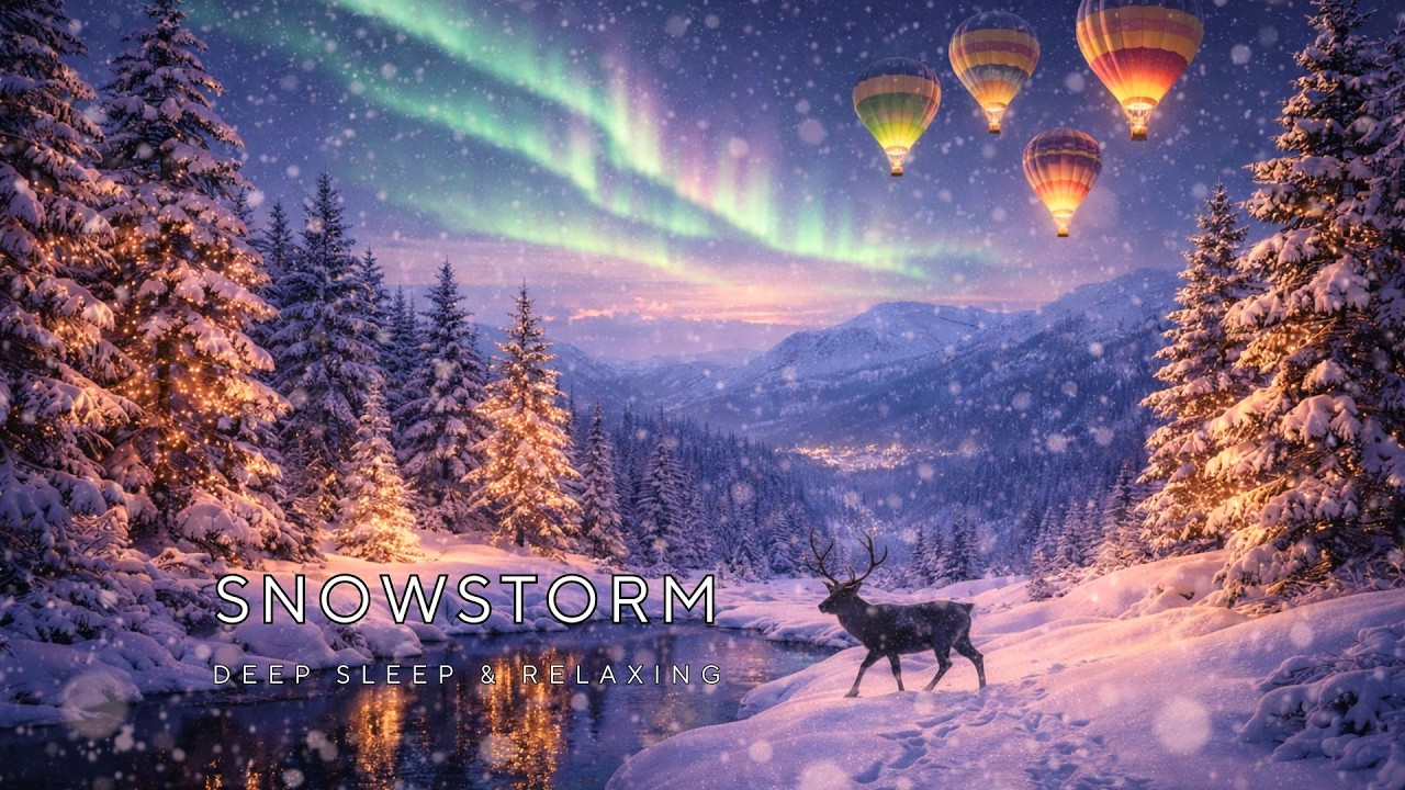 🌙 Winter Night Snowstorm ❄️ Ambient Sounds for Sleep & Peace