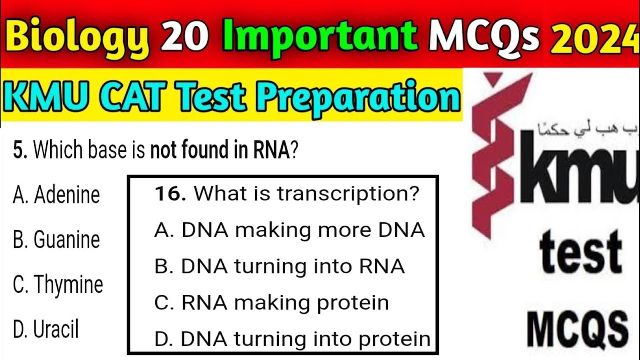 KMU cat test Preparation 2024 || 20 most repeated Biology mcq