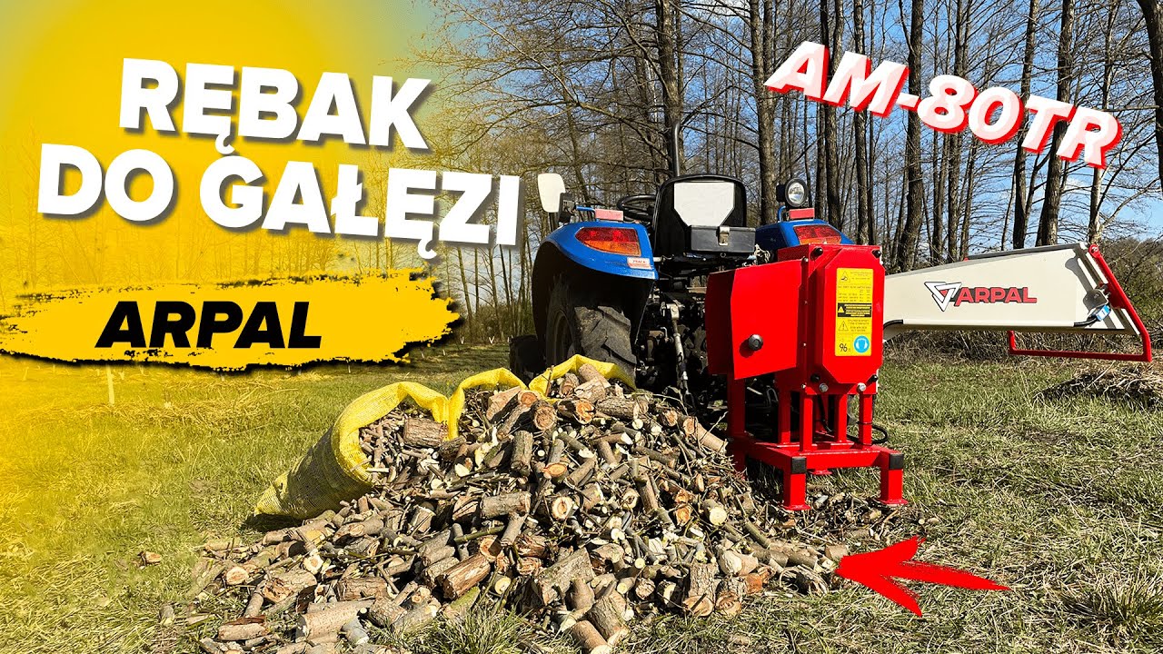 🔥4 kostki drewna na godzinę! Rozdrabniacz gałęzi ARPAL AM-80TR do ciągnika i miniciągnika 