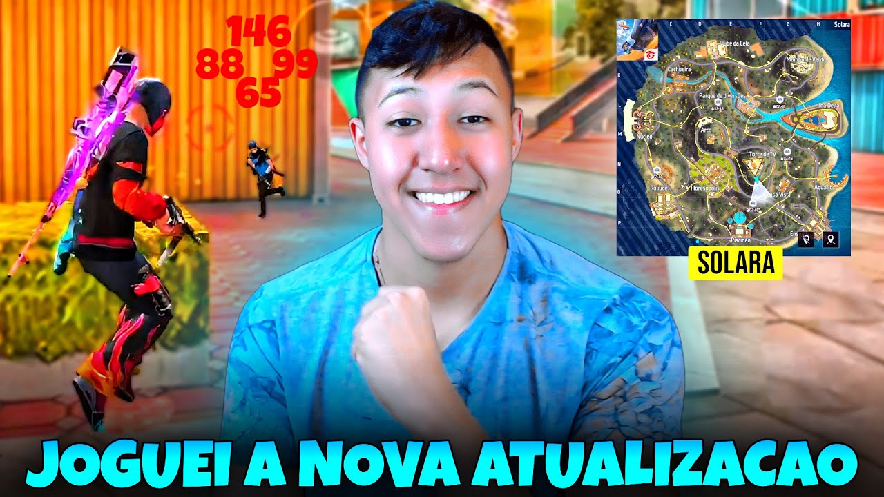 JOGUEI NO NOVO MAPA SOLARA E TESTEI TUDO DA NOVA ATUALIZAÇÃO!! FREE FIRE MOBILE