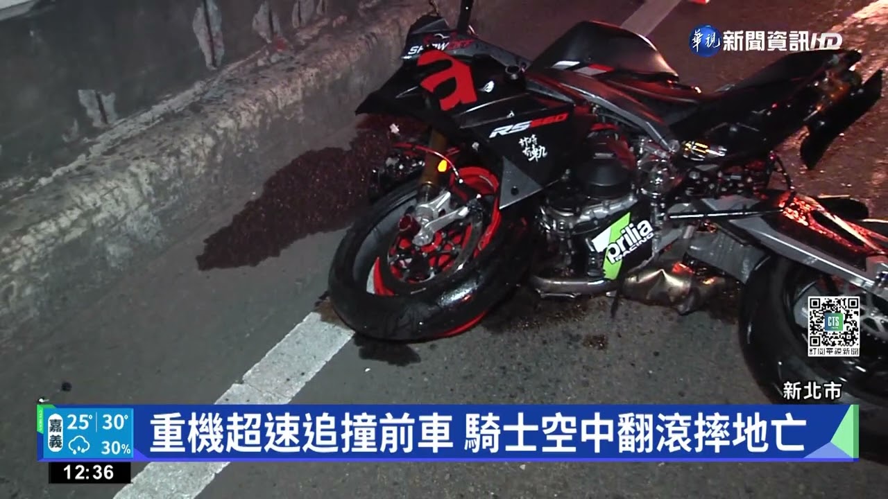 重機超速追撞前車 騎士空中翻滾摔地亡｜華視新聞 20221122