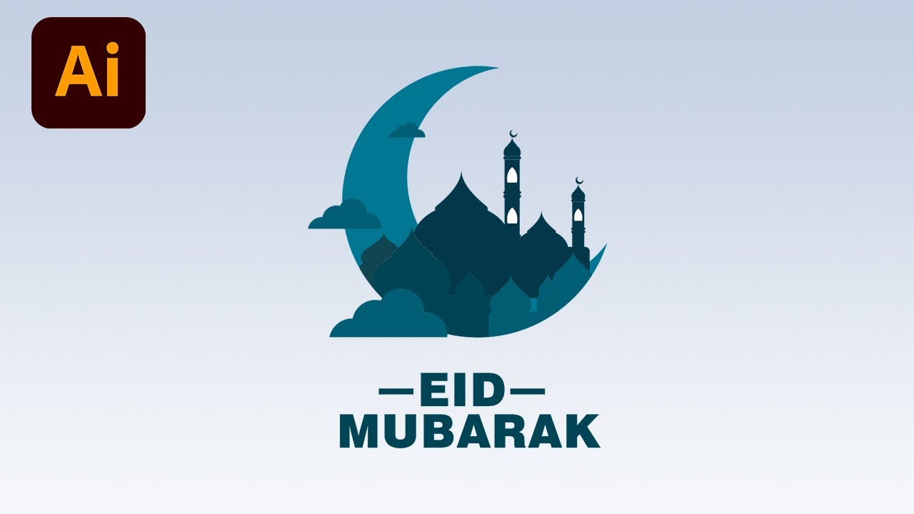 Eid Mubarak Illustration | Adobe Illustrator | SM post Design