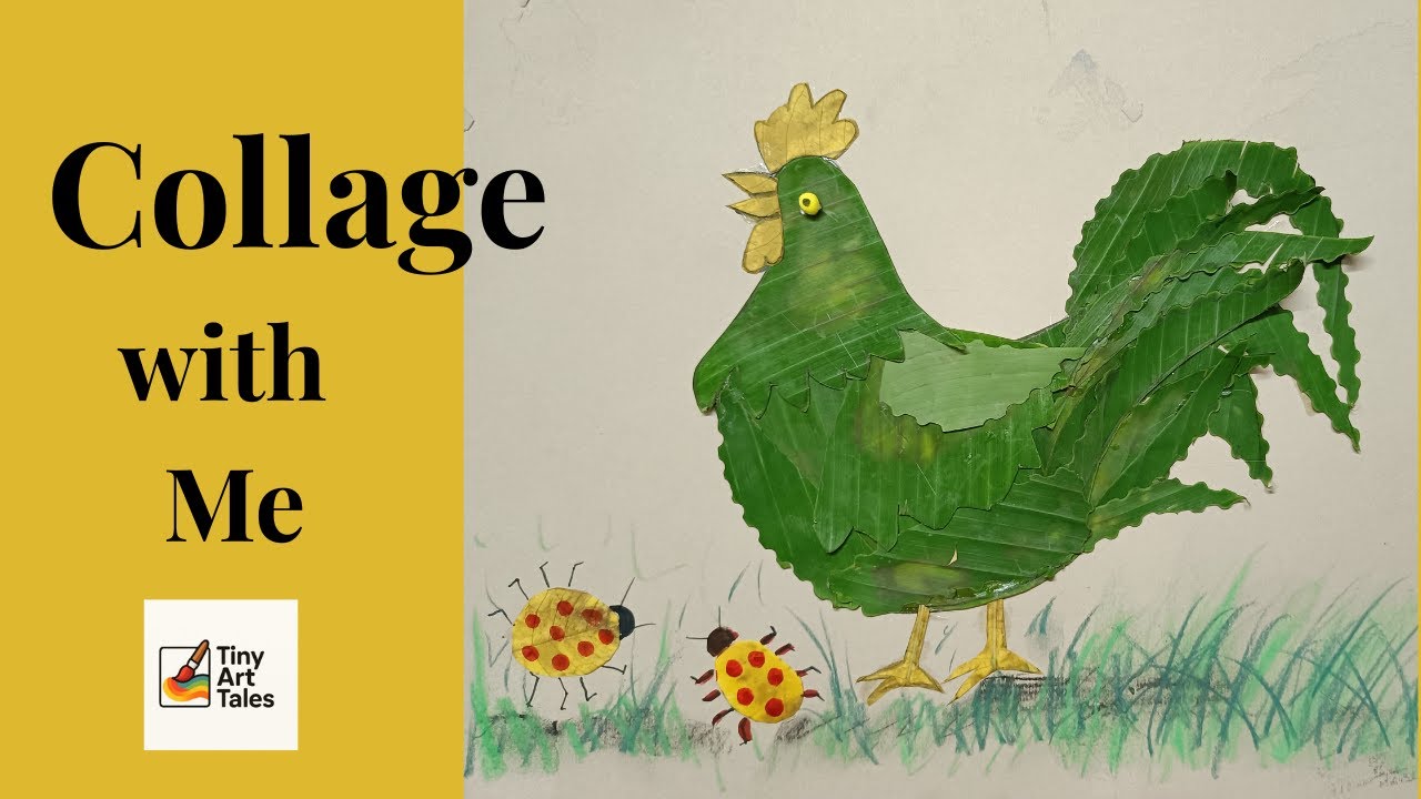 Turning Leaves into Art 🪴🐓 | Stunning Cock Leaf Collage #art #collage @TinyArtTales16 