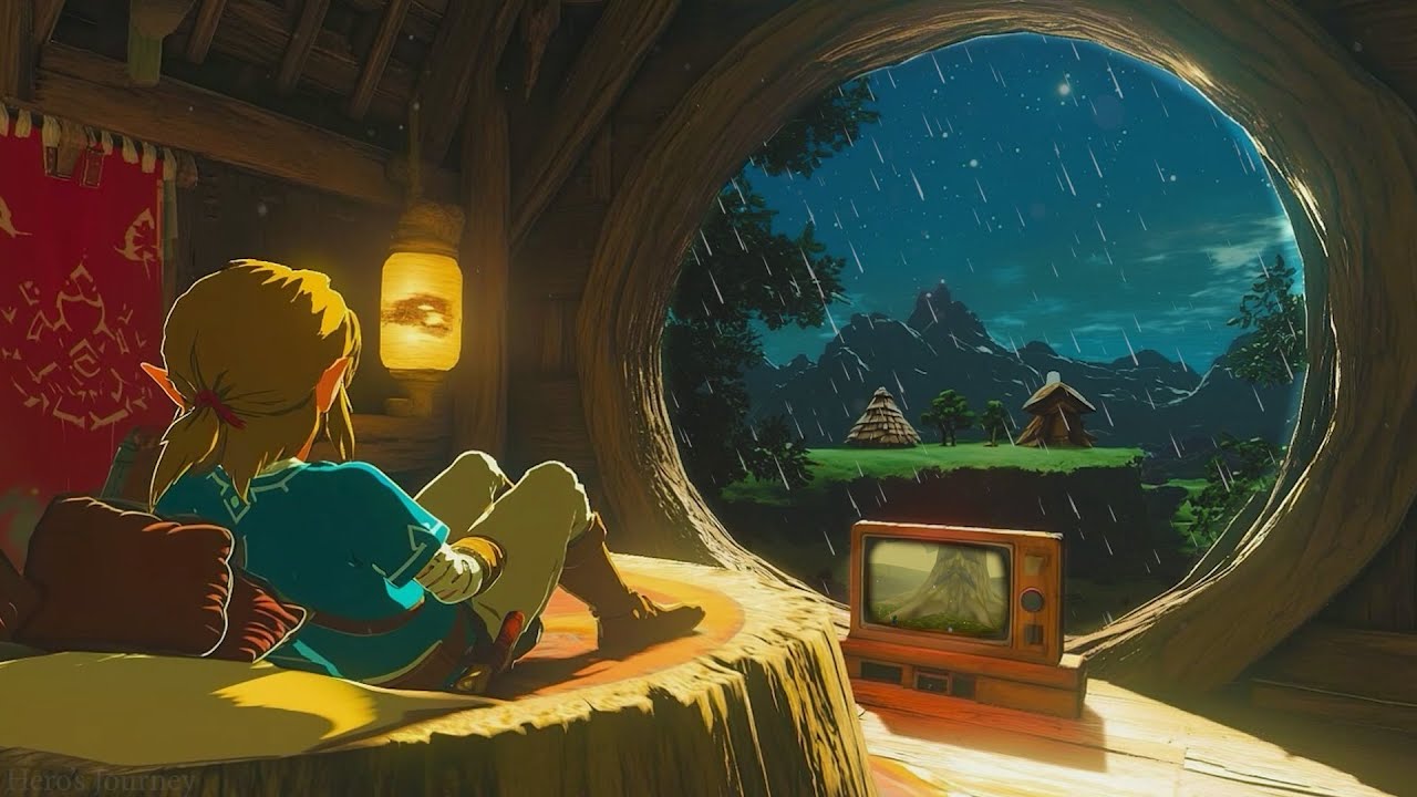 You Spend A Rainy Night In Link's Tree House  - Relaxing Zelda Music Rain Ambience