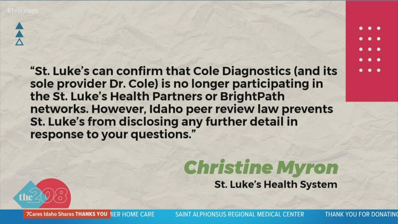 Dr. Ryan Cole, St. Luke's network to part ways