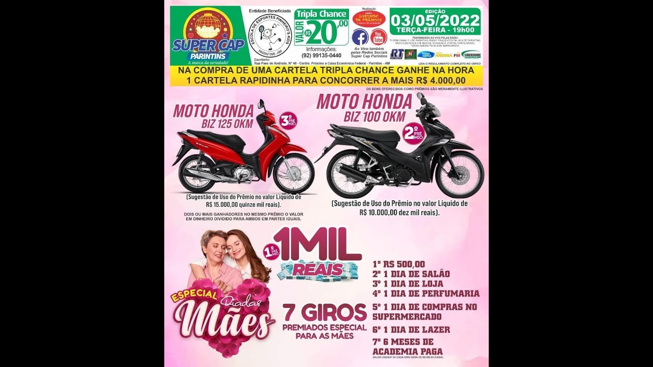 SORTEIO DE 03/05/2022 DO SUPER CAP PARINTINS