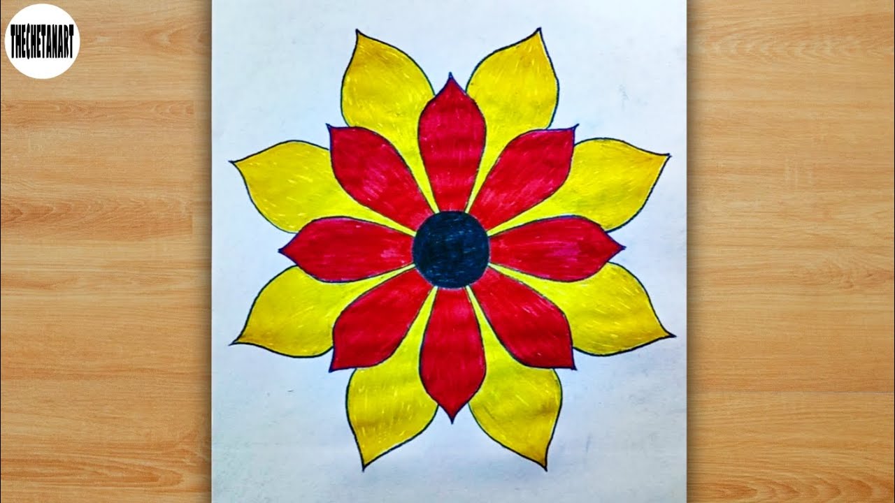 Easy Flower Drawing Step by Step | Beautiful Rangoli Flower Art 🌸