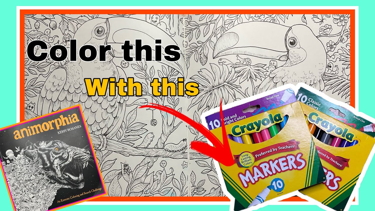 Раскрась: туканы-аниморфы, маркерами Crayola