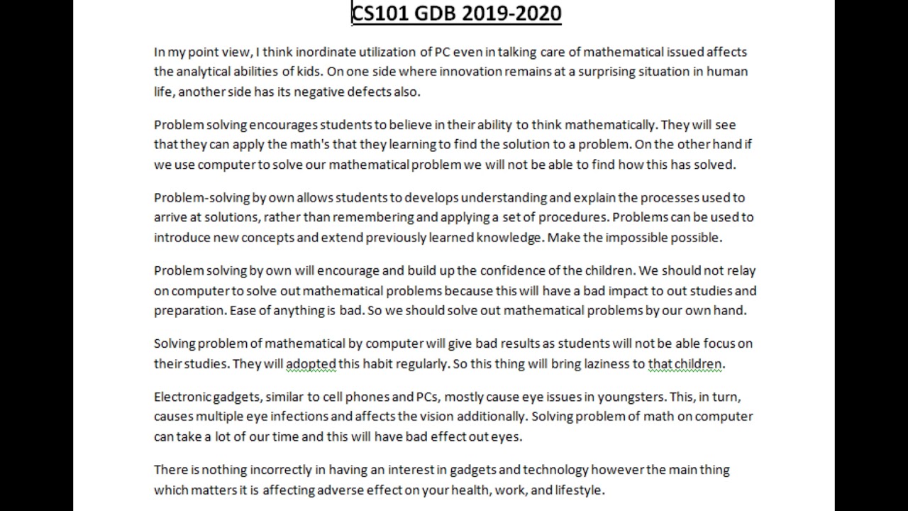 CS 101 GDB solution 2020..