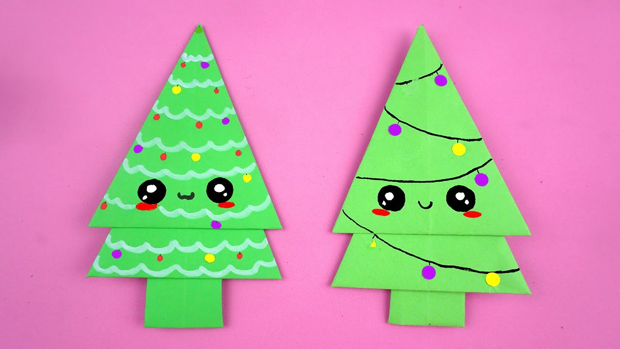 【クリスマス折り紙】かわいいクリスマスツリーの折り方 ☆ 折り紙 かんたん