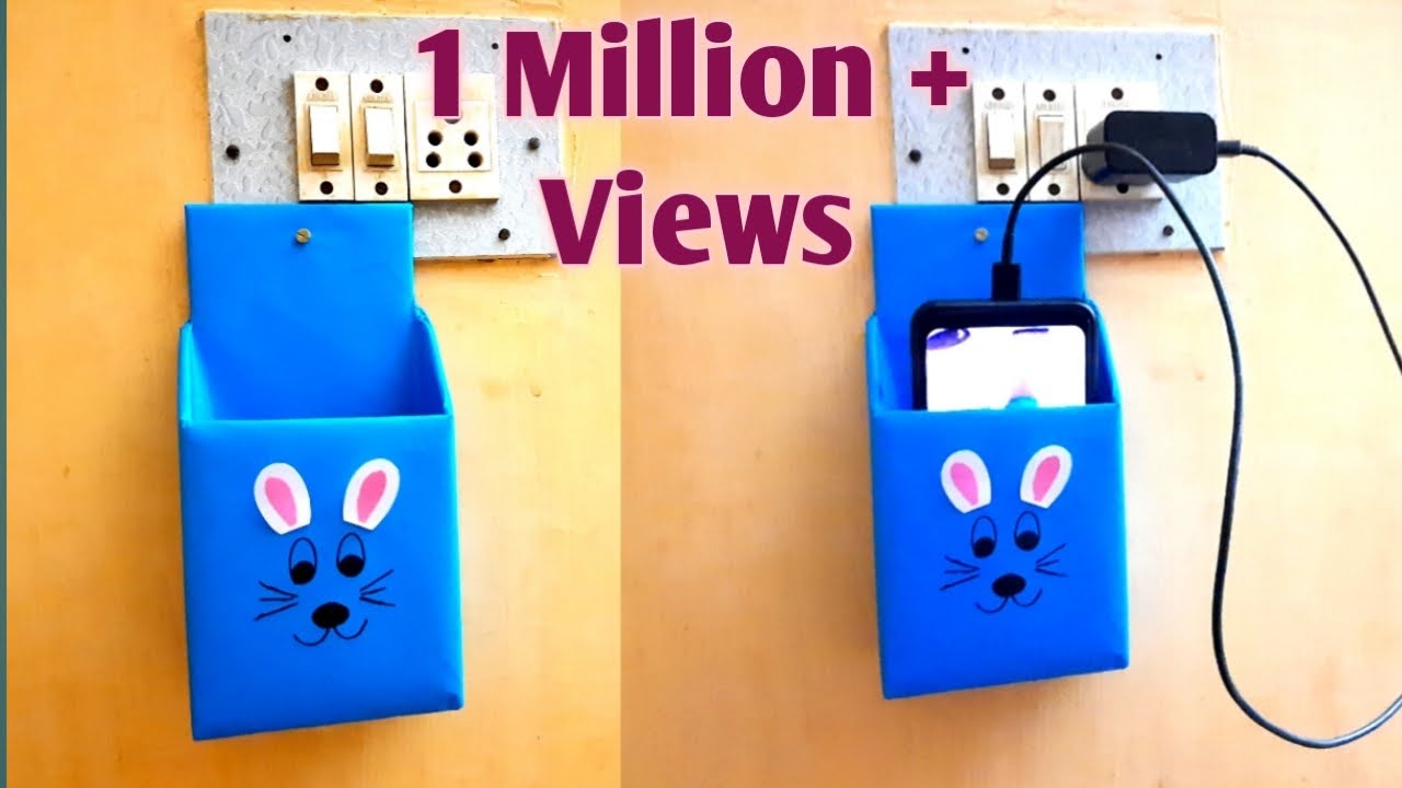 DIY: Mobile charging holder with waste cardboard box| Diy Mobile charging holder for switchboard.