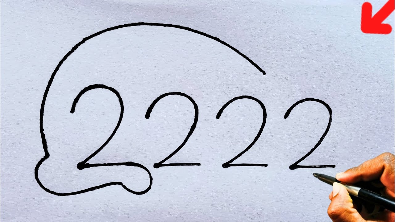 How To Draw Rabbit With 2222 Number | Step By Step Rabbit Drawing For Beginners | Number Drawing 