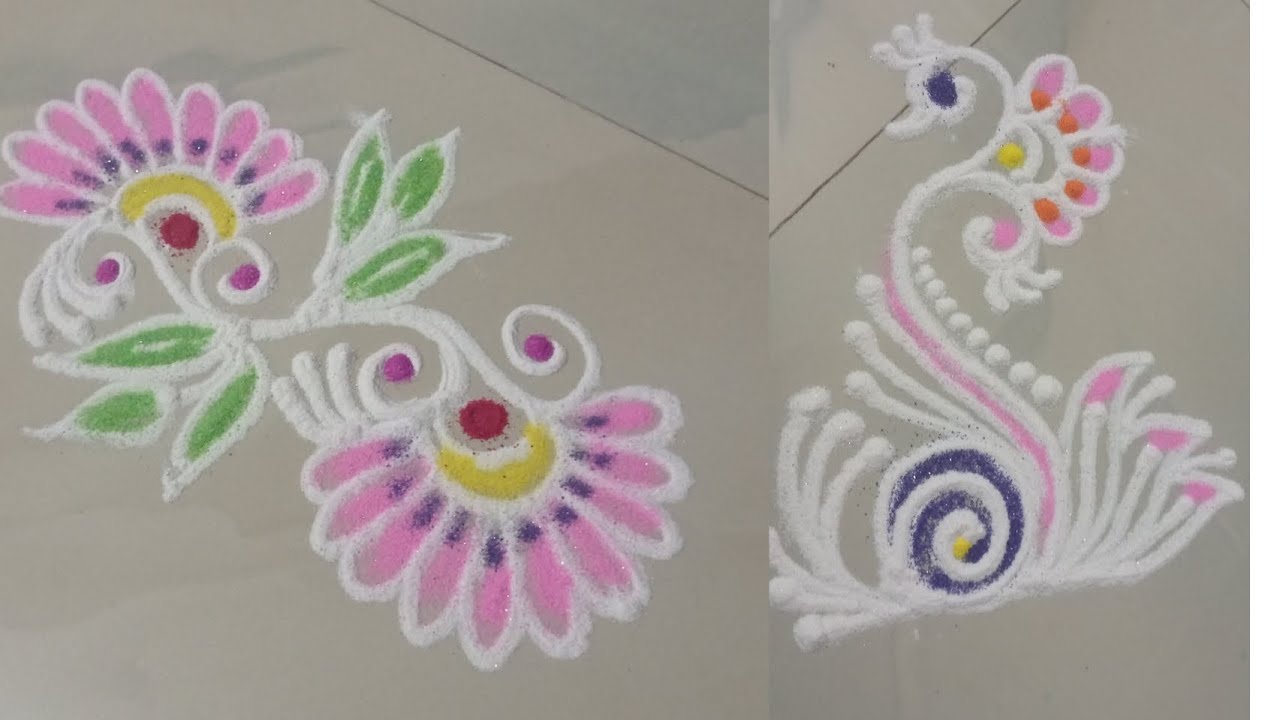 2 Daily Use Small Beautiful Rangoli 🌹🌹 2 सुंदर रांगोळ्या easy rangoli designs 