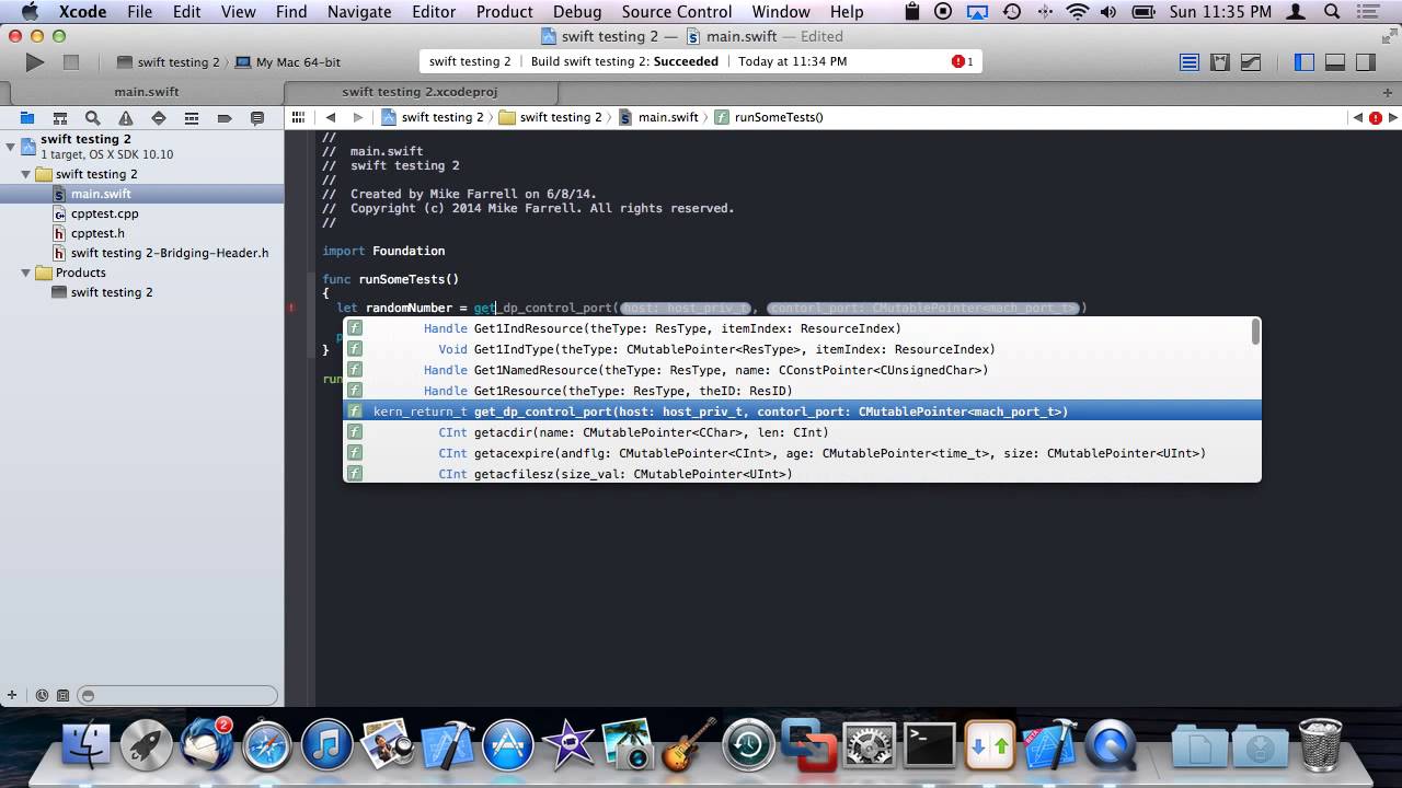 How to call C++ code from swift