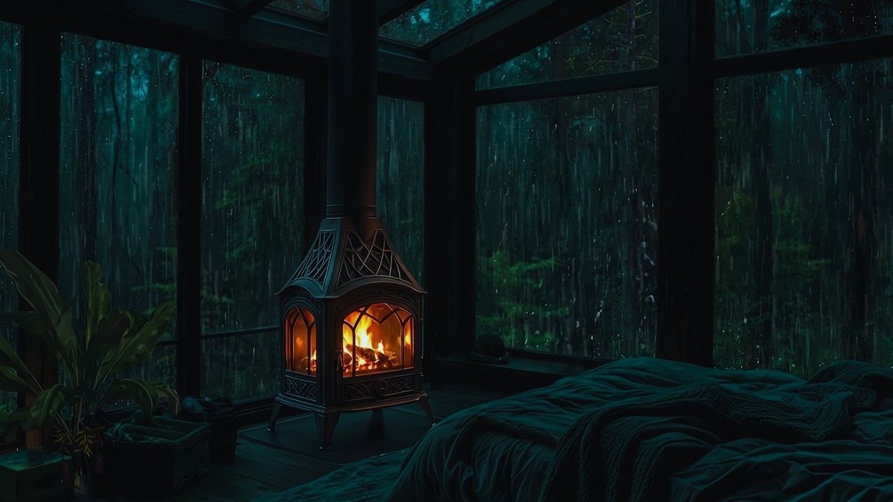 Heavy Rain in Forest at Night ⛈️ Rain on Window & Thunder Sounds for Deep Sleep in 3 Minutes