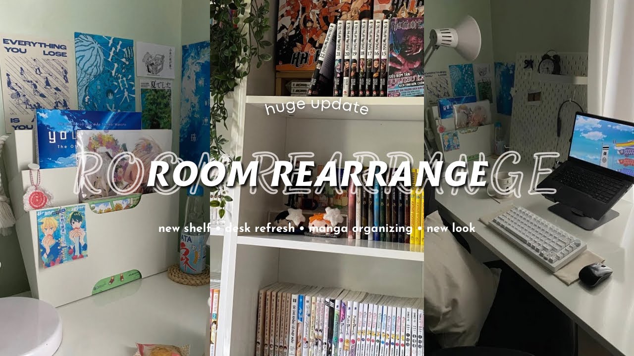 Room Rearrange | new manga shelf, reorganize stuff, desk refresh, IKEA
