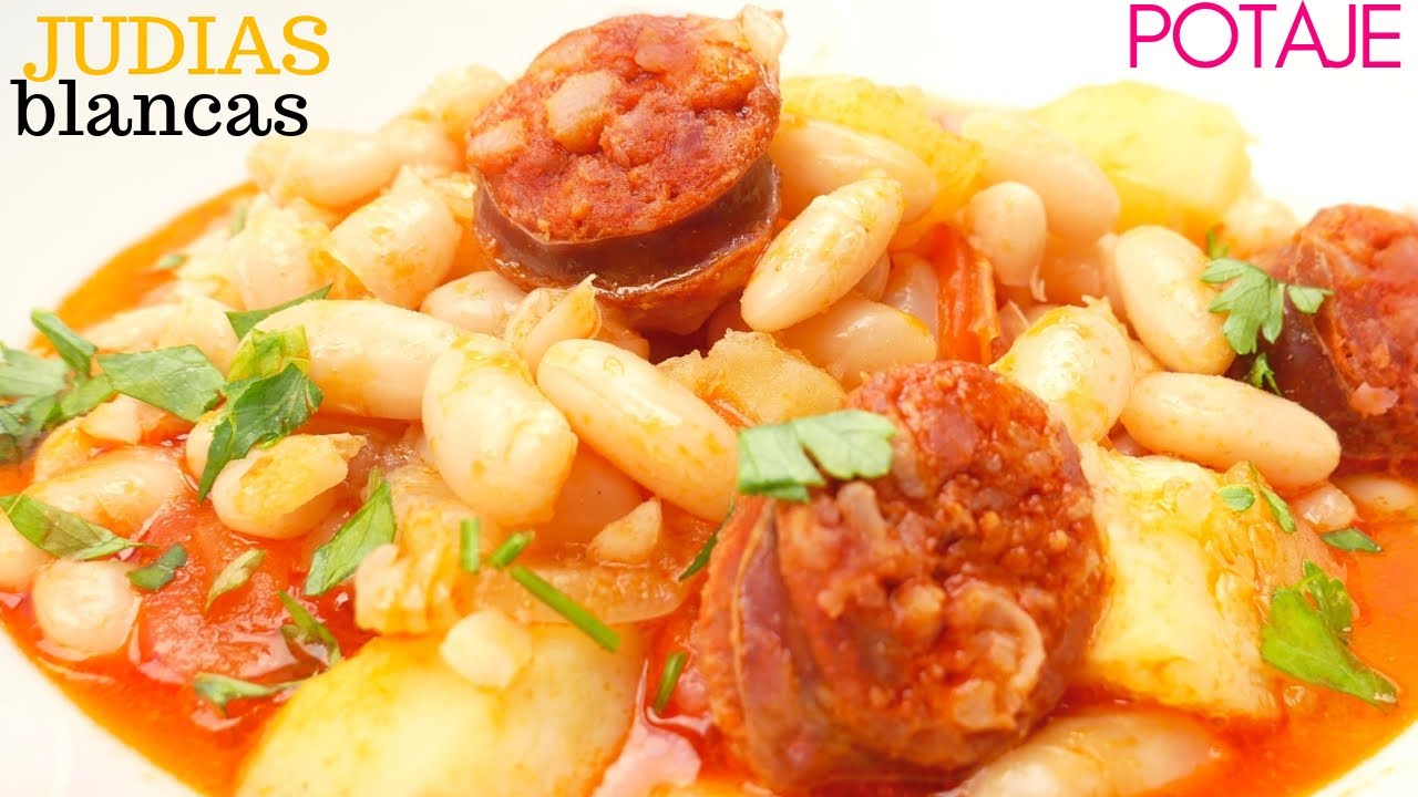 POTAJE de JUDÍAS BLANCAS, alubias con CHORIZO 😍🍲 habichuelas o frijoles (barata, rápida y deliciosa)