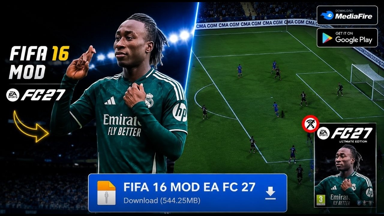 Update! FIFA 16 MOD FC 27 Android Offline | Career Mode FULL FACES & KITS New Update Transfer 26/27