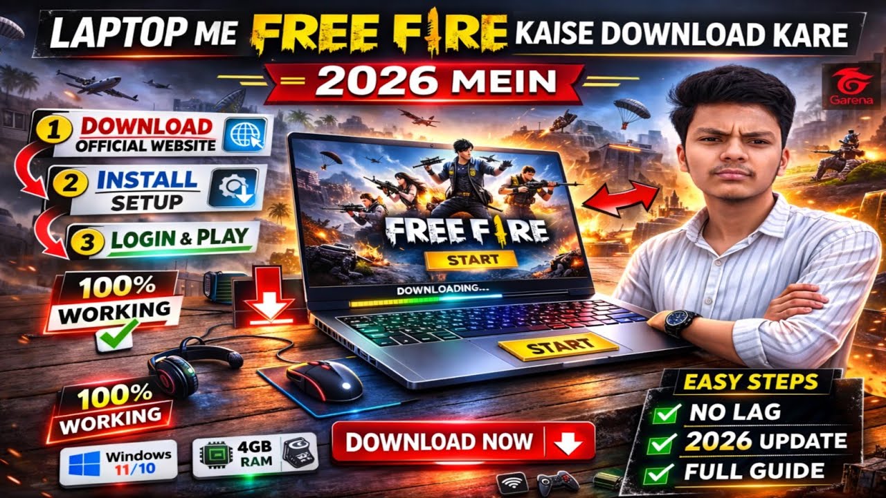 How to download free fire in laptop 💻| laptop me free fire download kaisa Kare| 