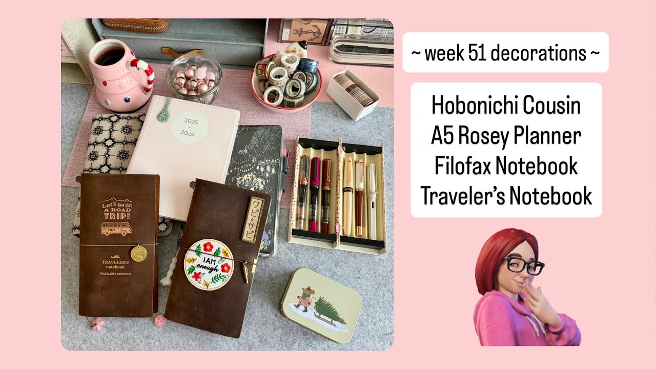 Неделя 51 - Hobonichi Cousin, ежедневник A5 Rosey, Filofax и блокнот Traveler's Notebook.