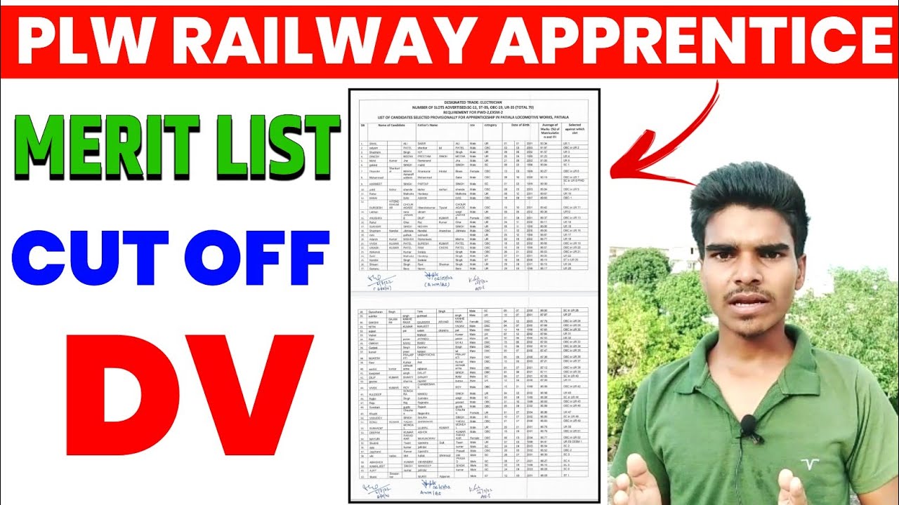 PLW RAILWAY APPRENTICE MERIT LIST 2022 | PLW CUT OFF | DOCUMENT VERIFICATION DATE | #apprentice