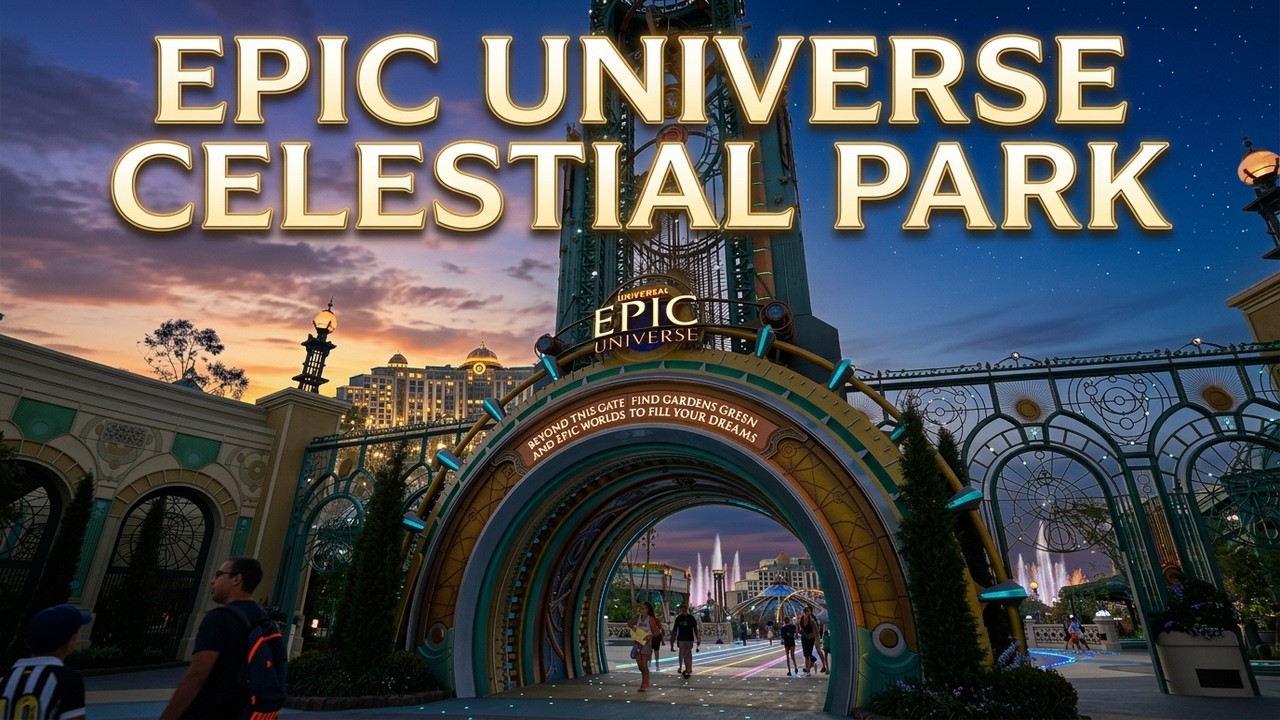 EPIC UNIVERSE Walkthrough - Celestial Park - Sunset/Night Lighting