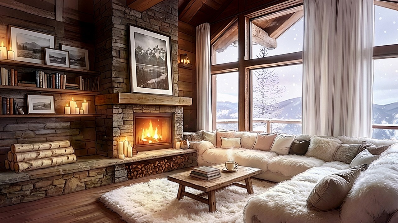 인적 드문 깊은 산속, 오직 기타 소리만. 복잡한 생각을 비우는 겨울 산장 ❄️🎸 (Cozy Winter) | 몰입의 불멍 #15