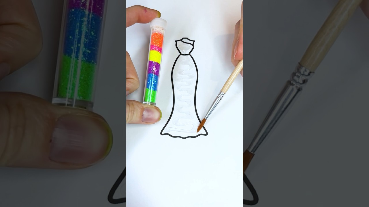 Beautiful Princess ✨🩵💜💚👑 Glitter Art 🎨 #glitter #dress #colorfulcreativekids #princess #color