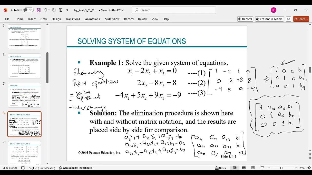 how we use the matrices to solve linear system?