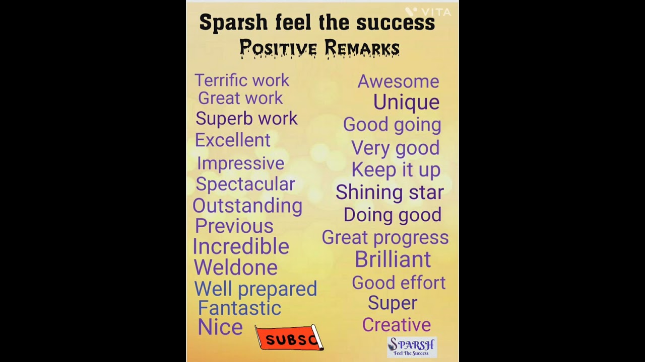 Positive Remarks for child's Report card
