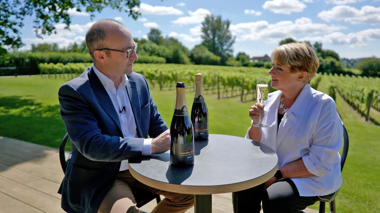 Anne Diamond raises a glass to Chapel Down Winery