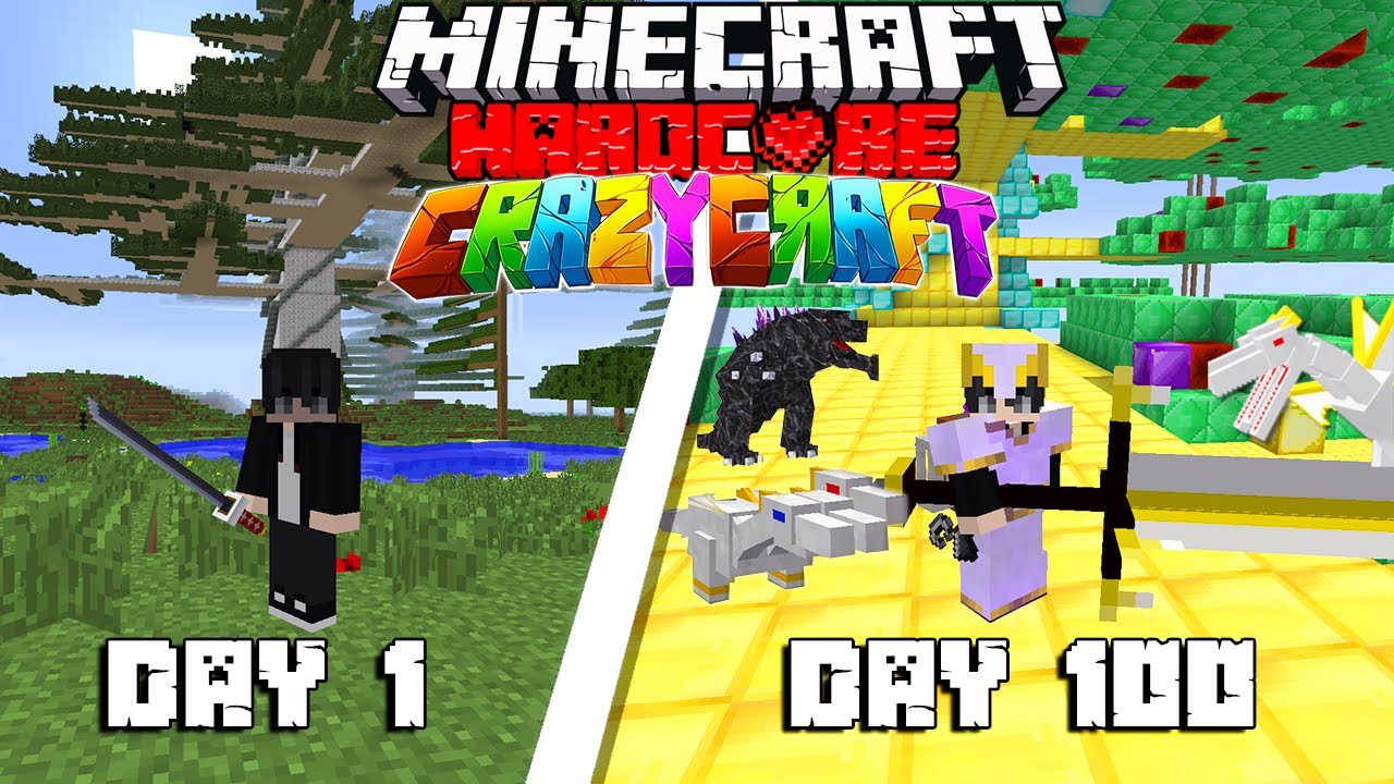 M&Igrave;NH SINH TỒN 100 NG&Agrave;Y TRONG MINECRAFT CRAZY CRAFT SI&Ecirc;U KH&Oacute; !!