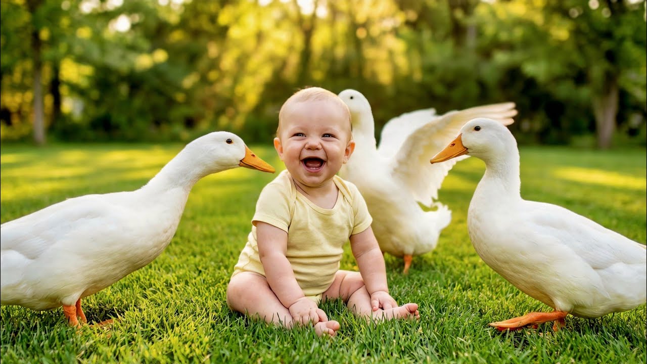 Baby and Ducks Funny Backyard Compilation 😂🦆
