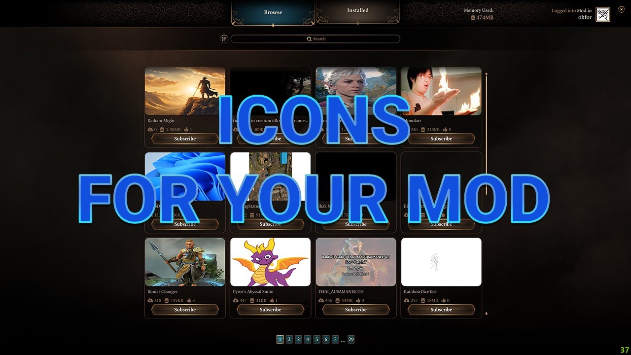 Icons for your mod for Baldur's Gate 3 - Modding with Ohfor Ep. 11