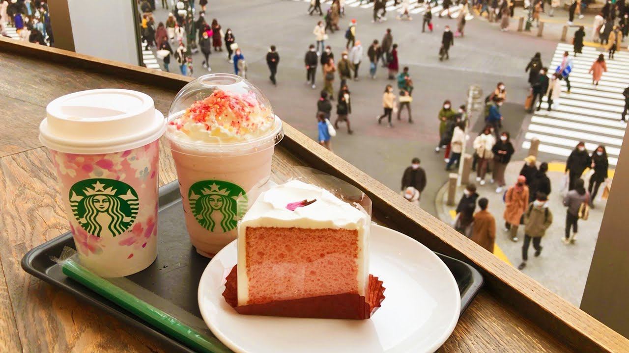 Japan Starbucks Coffee - Shibuya | 2021 Sakura Spring Limited Menu | Sakura Fluffy Berry Frappuccino